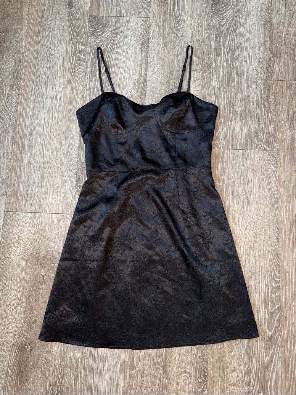 Bp Black Satin Slip Dress size xs little black dress date wedding